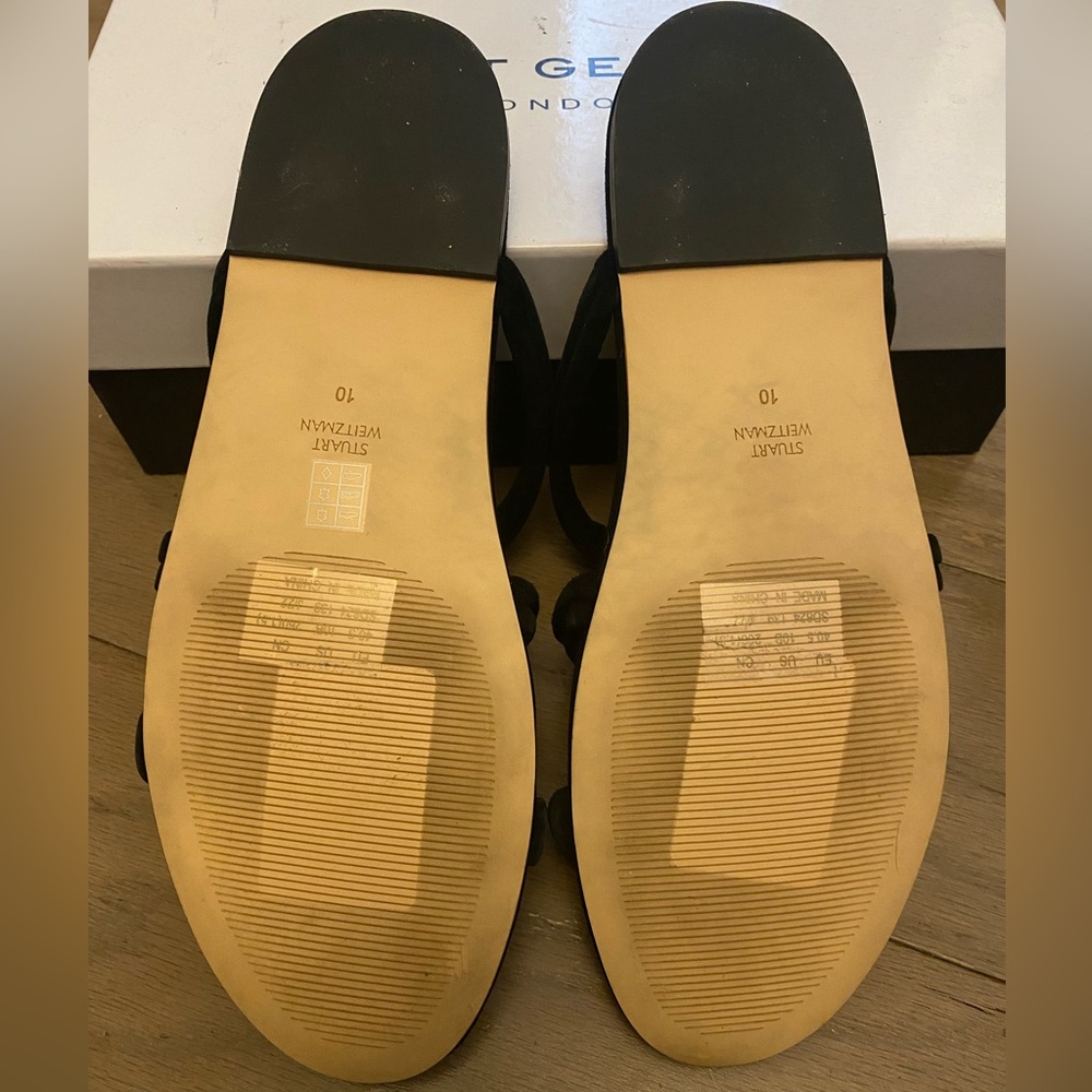 Stuart Weitzman Black Sandals Sleek Minimalist Design - Picture 7 of 7